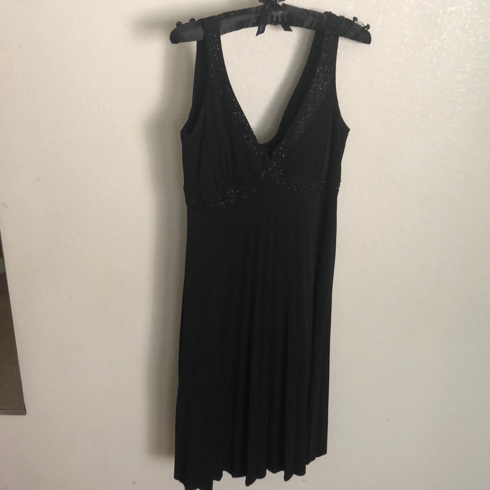 Sparkly v neck little black dress